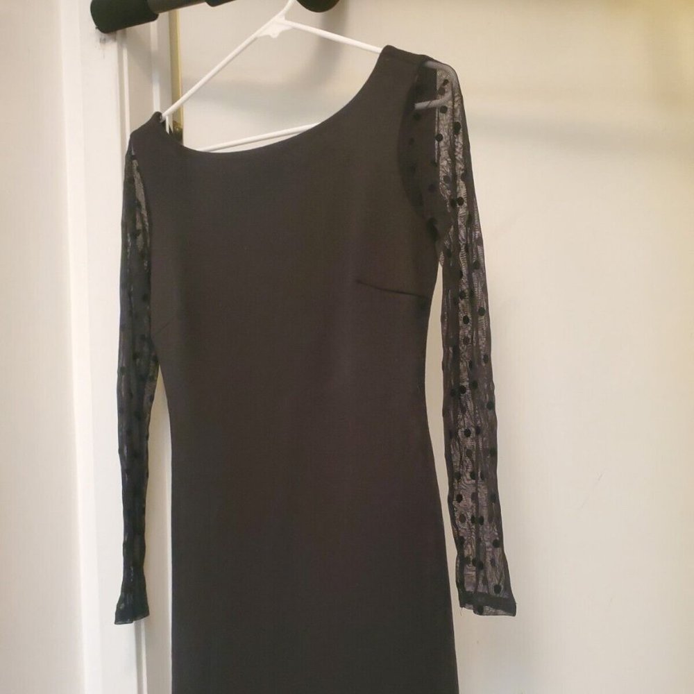 Zara Collection Woman's Sheer Sleeve Black Mini Dress Womens Size L fits like M